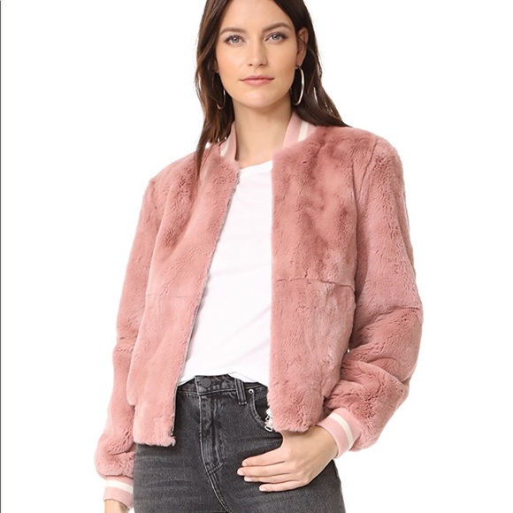 elizabeth and james faux fur bomber